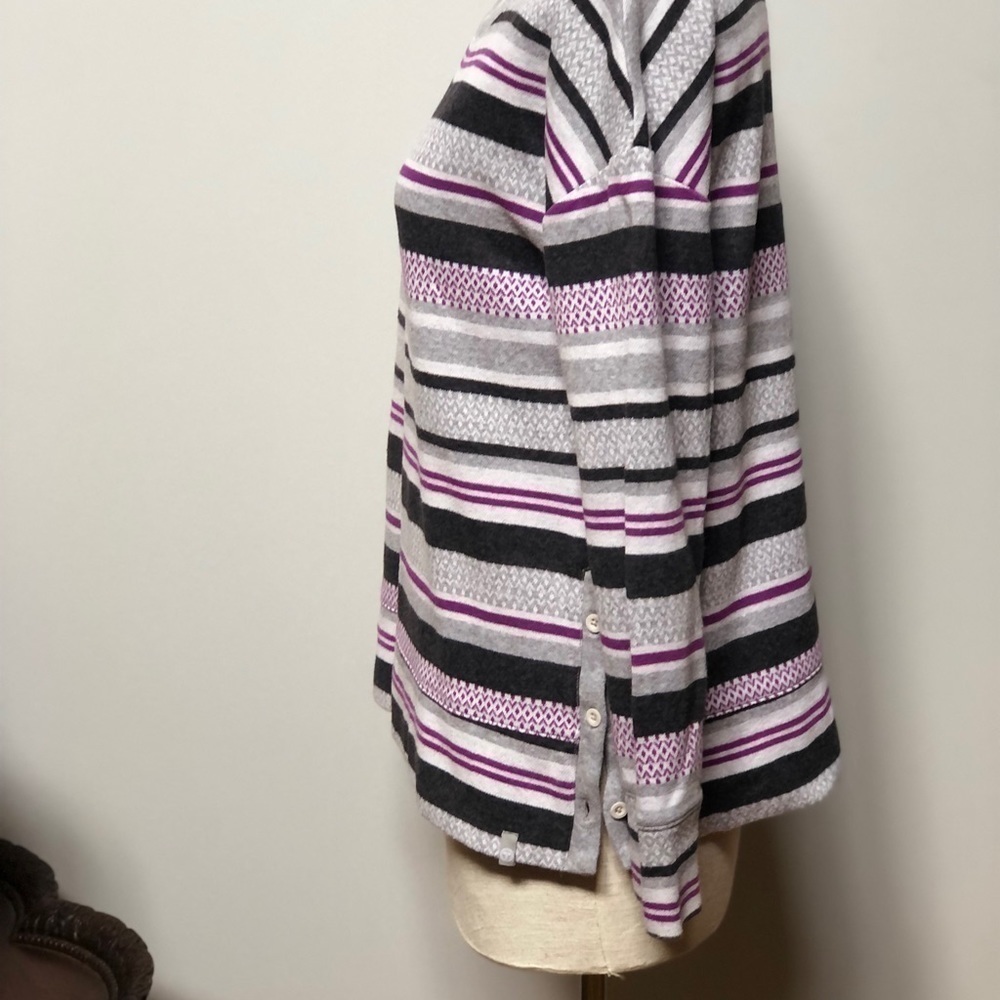 t for Talbots purple grey striped Long sleeve sweater top size small #w1019 - Picture 4 of 9
